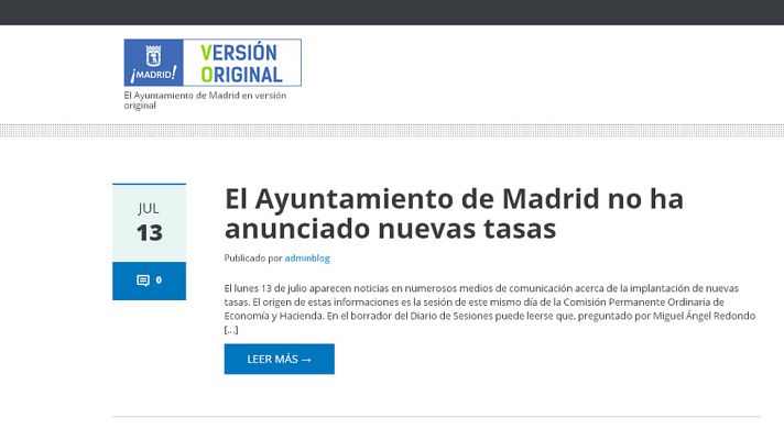 Telediario 1 - El Ayuntamiento de Madrid crea una web en la que desmiente y puntualiza informaciones periodísticas