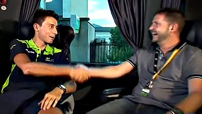 El �nico equipo espa�ol en el Tour de Francia 2015, el Movistar, ha descubierto en el italiano un talento especial para ejercer como periodista. �l es el que se encarga de hacer entrevistas y generar contenidos para el videoblog del equipo telef�nico