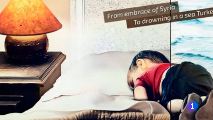 Telediario 1 - Imágenes por todo el mundo homenajean al pequeño niño sirio Aylan