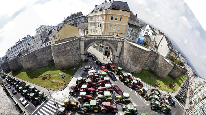 Telediario 1 - Las tractoradas continuarán en Lugo al menos hasta el martes
