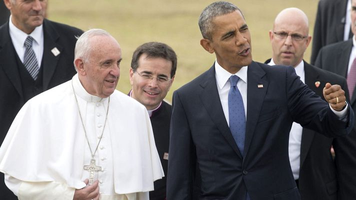 Telediario 1 - El Papa Francisco se reúne con Obama y canonizará a un fraile español