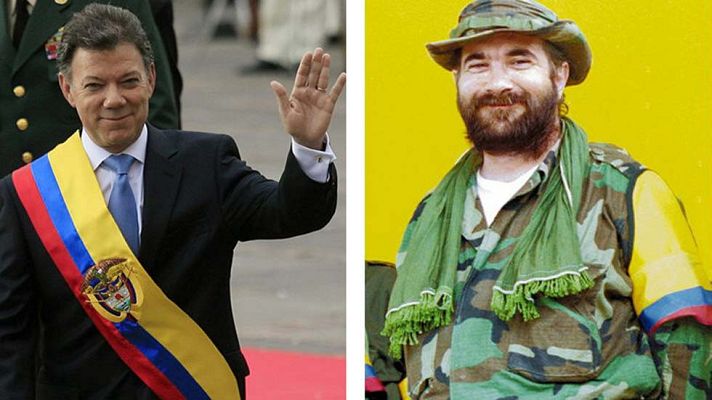 Telediario 1 - Santos acude a Cuba para un importante anuncio junto a las FARC: "La paz está cerca"