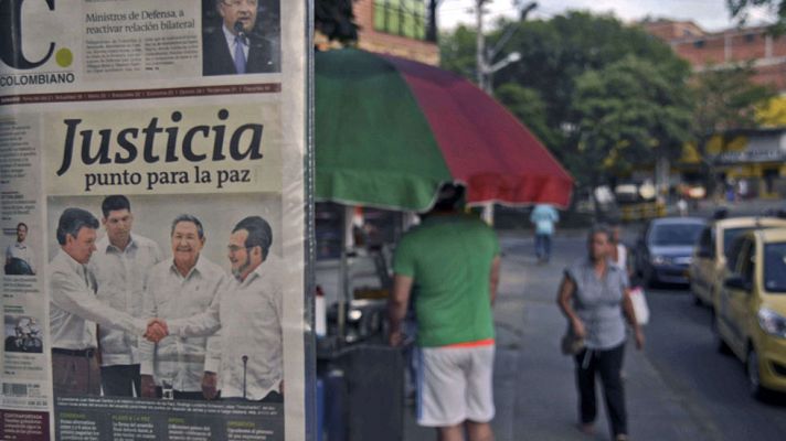 Telediario 1 - Reacciones variadas en Colombia al acuerdo entre las FARC y el Gobierno