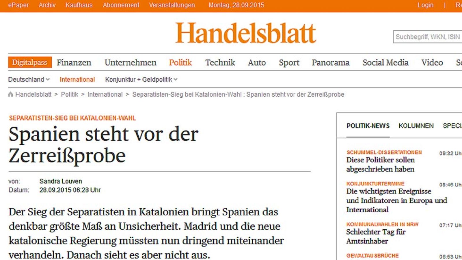 La prensa alemana recoge el resultado de las elecciones catalanas