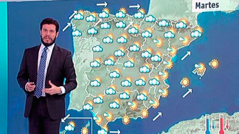 La borrasca se desplaza al norte con lluvias en el Cantábrico y descenso de las temperaturas en la península