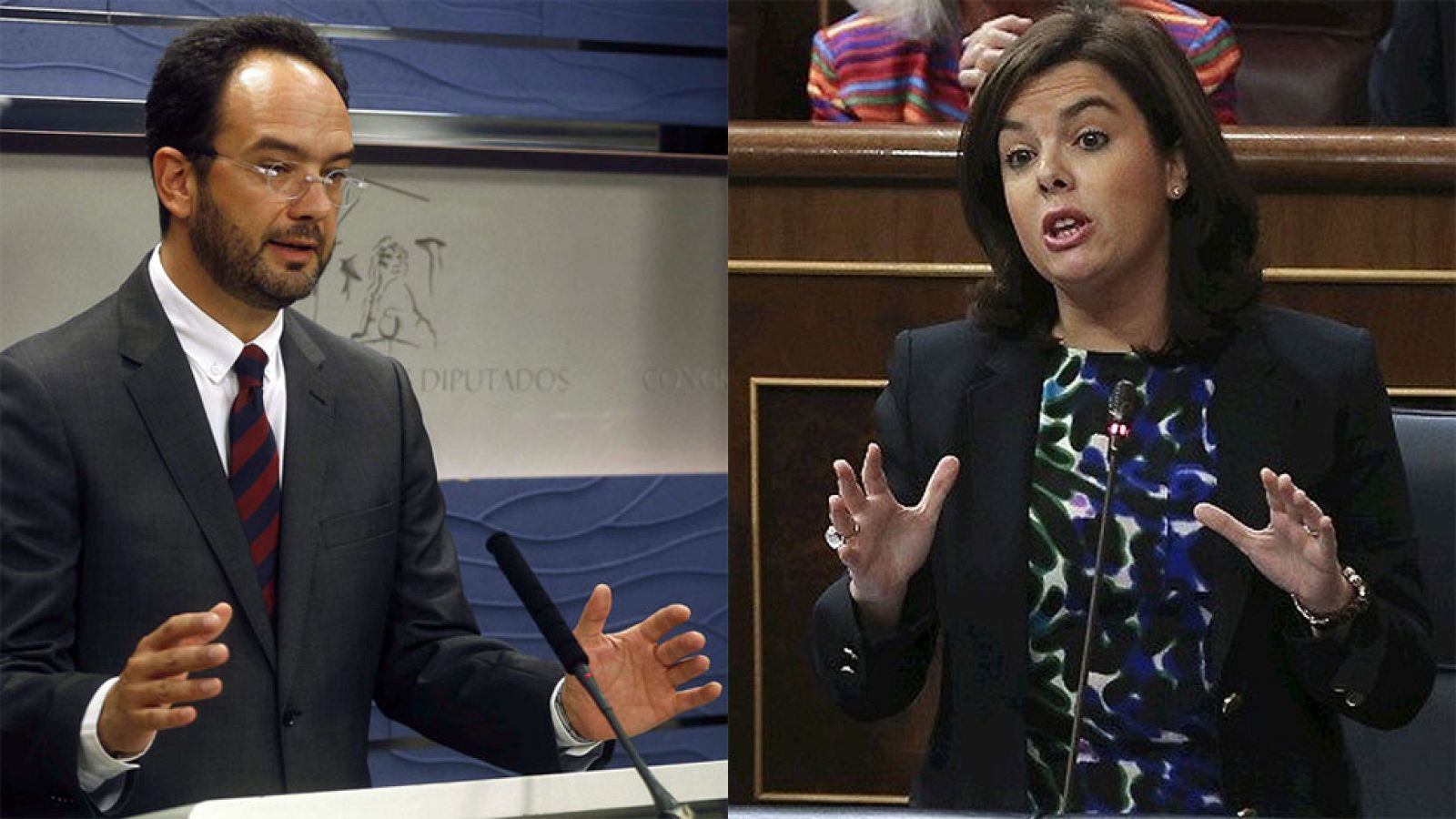 Hernando y Sáenz de Santamaría se enzarzan por el modelo de gobierno y uso de los medios públicos