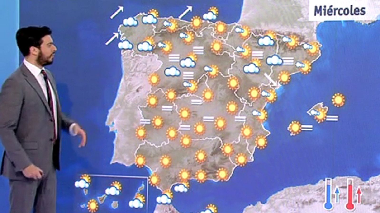 Temperaturas en aumento en la mitad norte y cielos poco nubosos