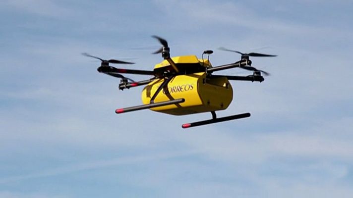 Telediario 1 - Correos está probando drones para garantizar el servicio postal en zonas de difícil acceso