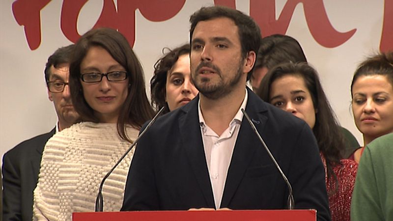 El candidato de Unidad Popular a la presidencia del Gobierno, Alberto Garzn, ha reconocido la derrota en estas elecciones generales al no haber conseguido formar grupo propio en el Congreso, tal como esperaban, y tampoco se ha logrado el objetivo de