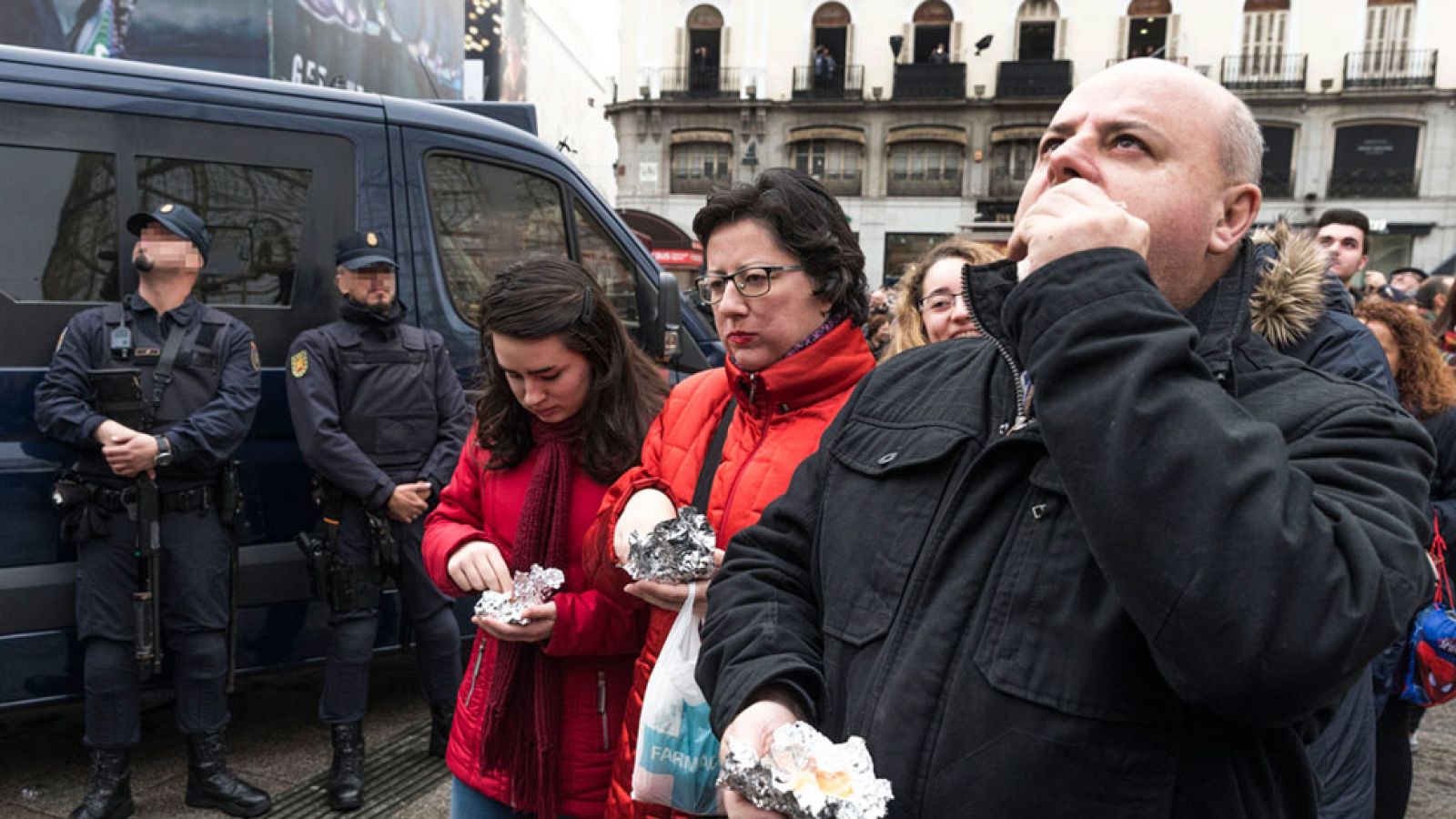 Primer ensayo en la Puerta del Sol antes de las campanadas de fin de año