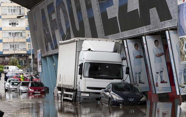 Telediario 1 - El Celta-Atlético de Madrid, en peligro por las inundaciones