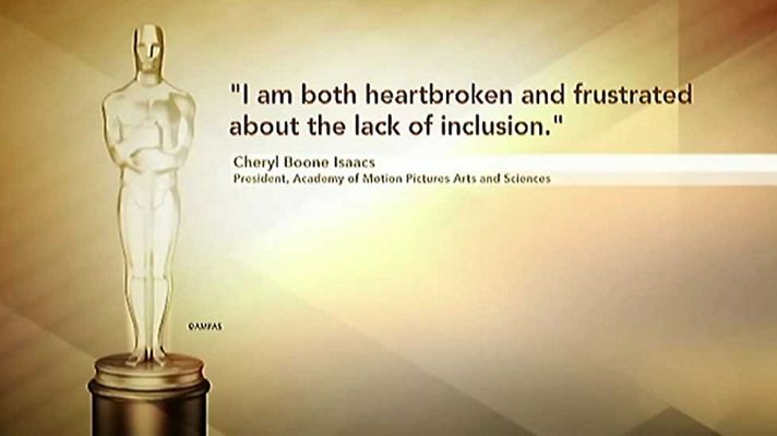 Telediario 1 - Protestas en los Oscar por no incluir en las nominaciones a ningún actor negro