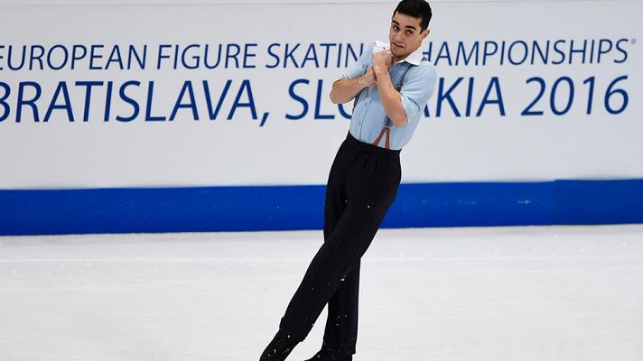Patinaje sobre hielo - Ejercicio de Javier Fernández en el Programa libre - Europeo de Patinaje 2016
