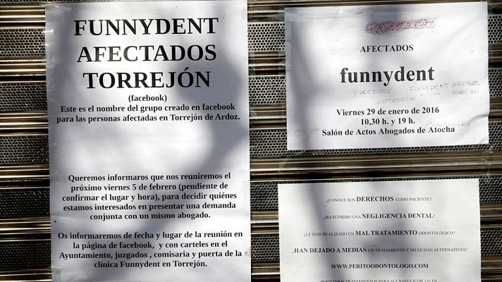 Telediario 1 - Piden que la sanidad pública se haga cargo de los afectados por el fraude de Funnydent
