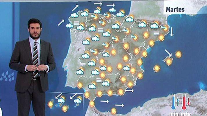 El tiempo - Cielo nuboso en el norte peninsular con lluvias débiles