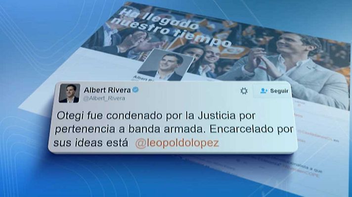 Telediario 1 - Guerra de tuits entre Iglesias y Rivera por la puesta en libertad de Otegi