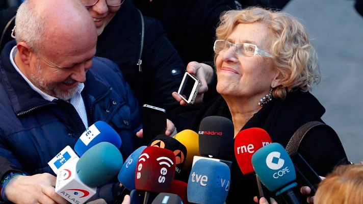 Telediario 1 - Carmena matiza que no pide a Iglesias apoyar un gobierno de Sánchez con C's sino un gobierno de izquierdas