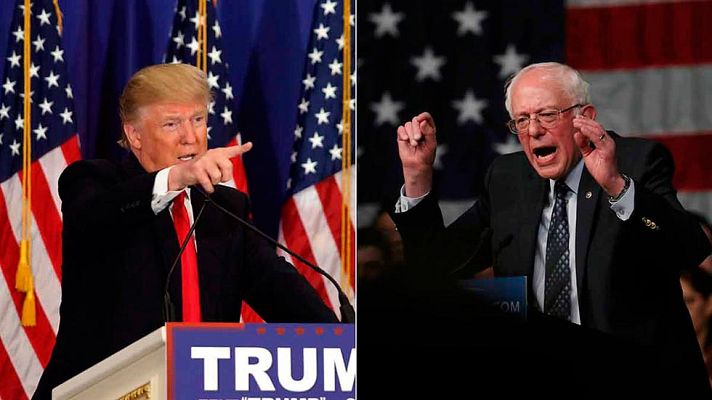 Telediario 1 - Trump sigue imparable y Sanders sorprende en las primarias de Michigan