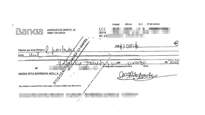 Telediario 1 - El sumario del 'caso Imelsa' incluye un cheque de 1.000 euros de Rita Barberá al PP