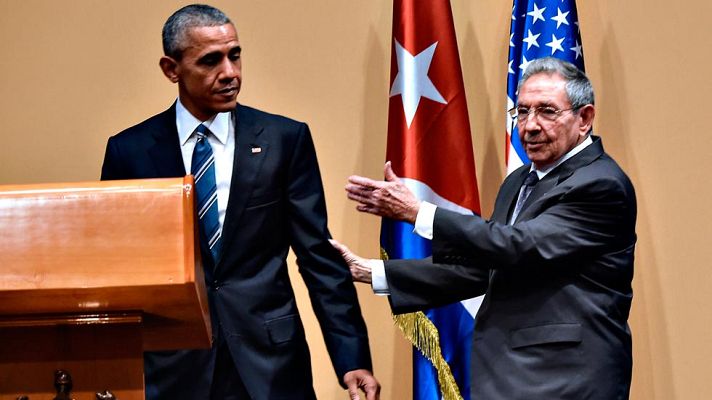 Telediario 1 - Obama y Castro escenifican en La Habana el acercamiento entre EE.UU. y Cuba, pero también sus diferencias