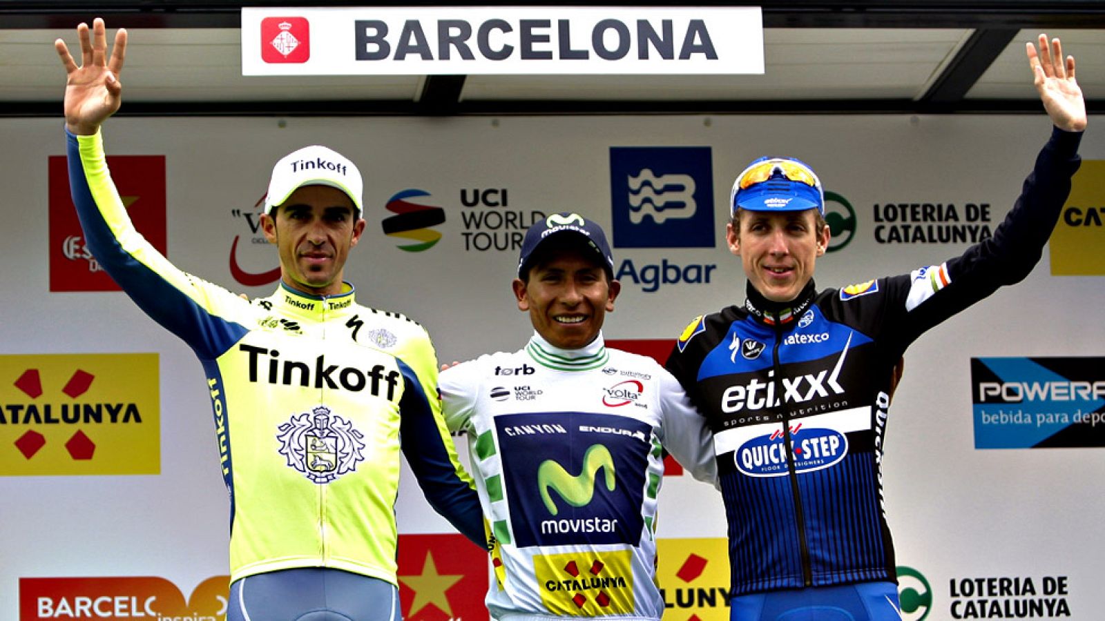 El colombiano Nairo Quintana, del Movistar, se ha adjudicado la 96ª edición de la Volta Ciclista a Catalunya, que ha finalizado hoy en Barcelona, por delante del español Alberto Contador (Tinkoff), segundo en la general, en una etapa, de 136 kilómetr