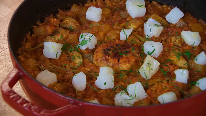 RTVE Cocina - Receta de arroz al horno con bacalao