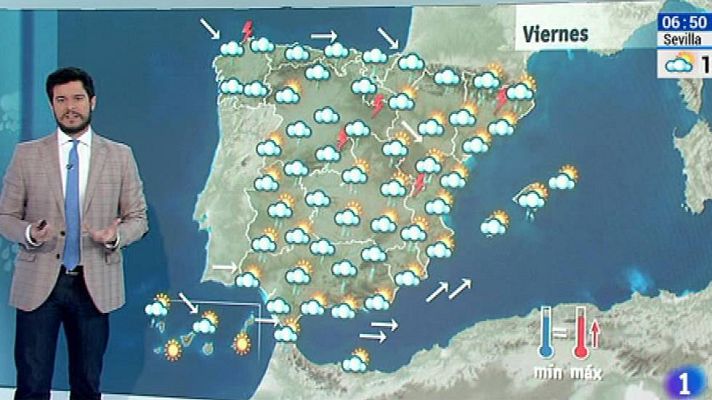 El tiempo - Lluvias en áreas del Cantábrico, Cataluña y centro y norte peninsular