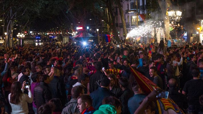 Telediario 1 - El Barça festeja su doblete