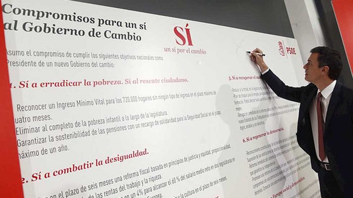 Telediario 1 - Pedro Sánchez se compromete a una moción de censura en dos años si es investido presidente