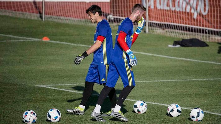 Telediario 1 - Del Bosque no desvela la duda de la portería: ¿Casillas o De Gea?