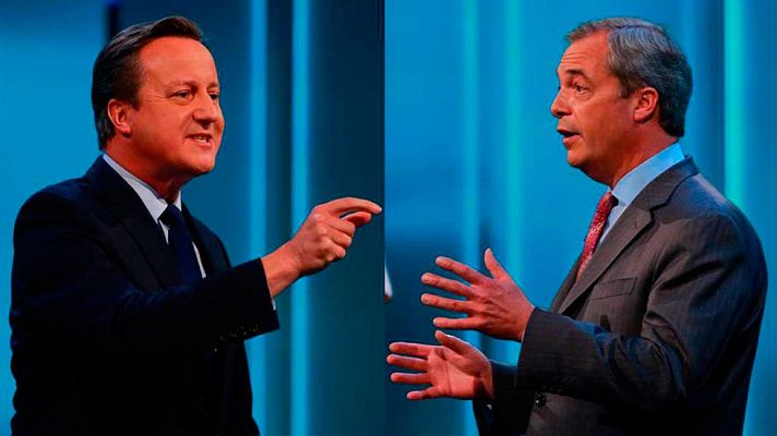 Telediario 1 - Cameron alerta del peligro económico del "Brexit" ante la postura euroescéptica de Farage
