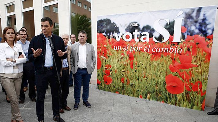 Telediario 1 - Sánchez visita Pamplona y Logroño donde insiste en que solo hay un camino para el cambio