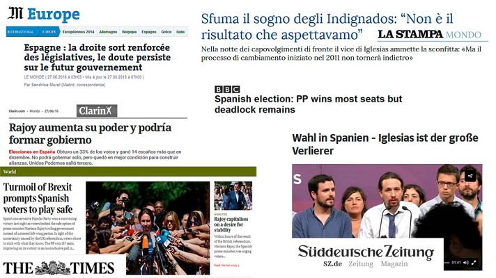 Telediario 1 - La prensa internacional recoge el triunfo del PP y las dificultades para formar gobierno