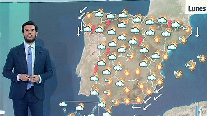 El tiempo - Ligero descenso de las temperaturas con tormentas localmente fuertes en el interior y el norte peninsular