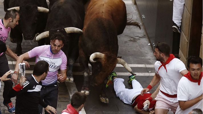 San Fermín - El quinto encierro de San Fermín 2016 ha permitido a los mozos lucirse con bonitas carreras