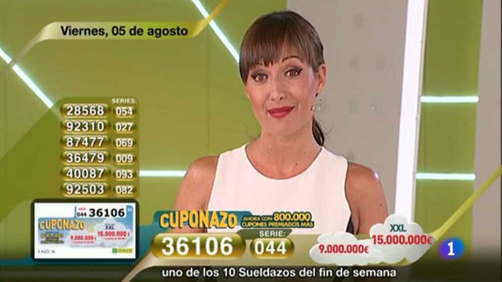 Sorteo ONCE - 05/08/16 - ver ahora