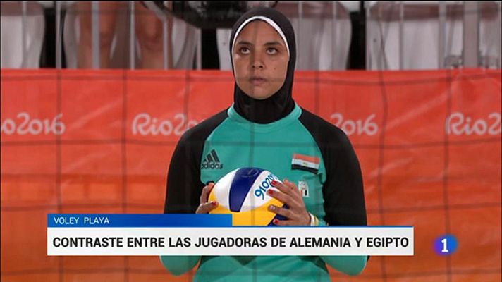 Río 2016 - Río 2016 | Las chicas de vóley playa femenino de Egipto compiten totalmente tapadas