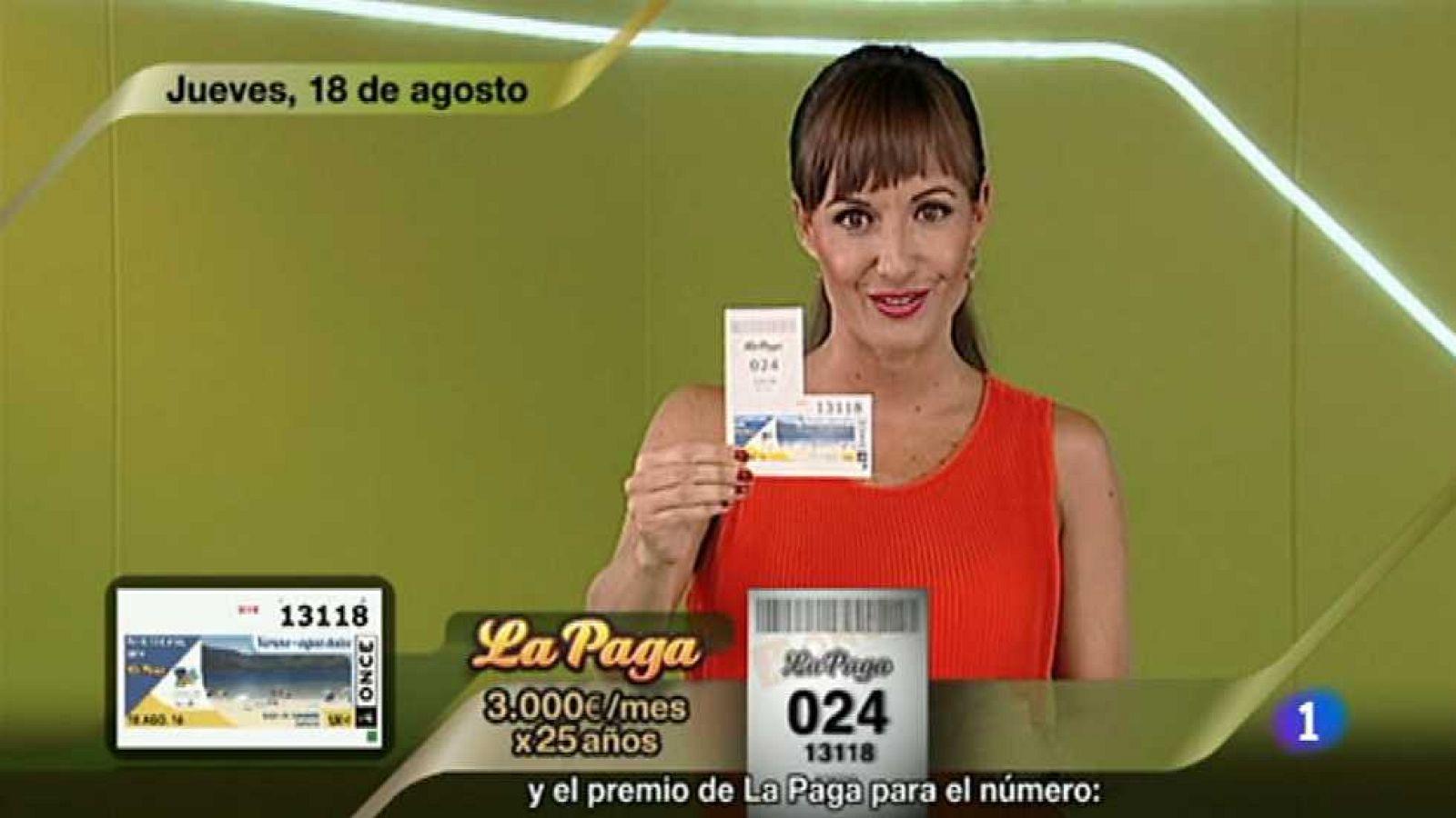 Sorteo ONCE - 18/08/16 - ver ahora