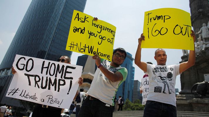 Telediario 1 - Donald Trump viaja a México donde se reunirá con el presidente, Enrique Peña Nieto