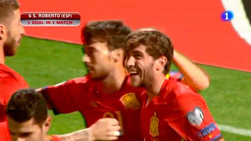 Sergi Roberto desatasca a la Roja (2-0) | Ver