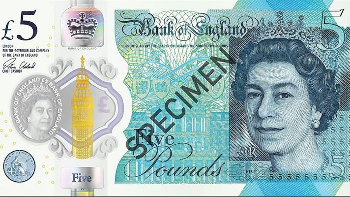 Telediario 1 - El Reino Unido estrena los nuevos billetes de 5 libras
