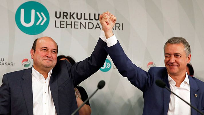 Telediario 1 - Elecciones vascas: El PNV vuelve a ganar por delante de EH Bildu y Podemos