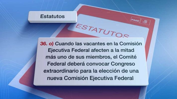 Telediario 1 - Los dos bloques del PSOE se aferran al artículo 36o del Estatuto, abierto a interpretaciones