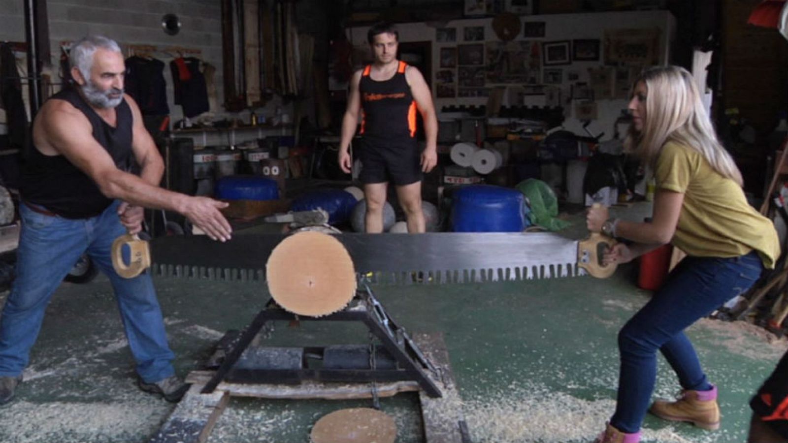 En el "gimnasio" de de los deportistas de la madera
