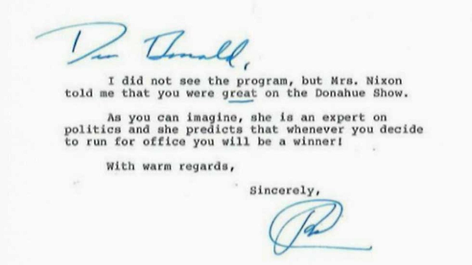 Nixon predijo la victoria de Trump hace 32 años