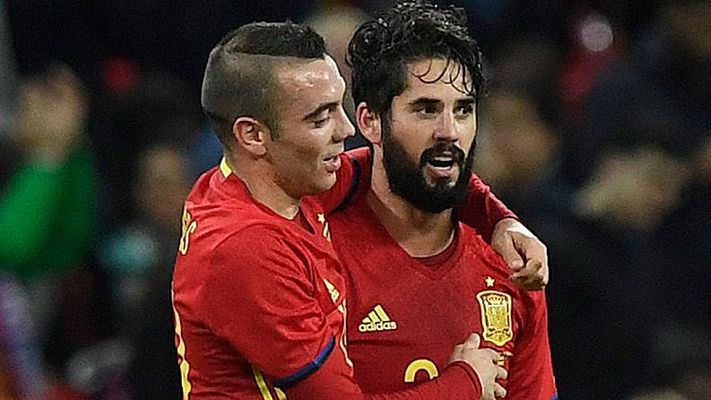 Telediario 1 - Aspas e Isco, felices por marcar en Wembley