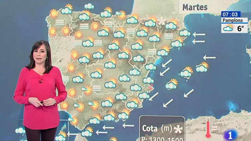 El cielo estará hoy nuboso o cubierto y seguirán las precipitaciones en el nordeste de Cataluña y en el levante peninsular, y serán localmente persistentes en Valencia, donde no se descartan tormentas o chubascos localmente fuertes.   La Agencia