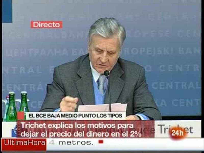 Trichet baja los tipos al 2% porque la inflación está controlada | Ver