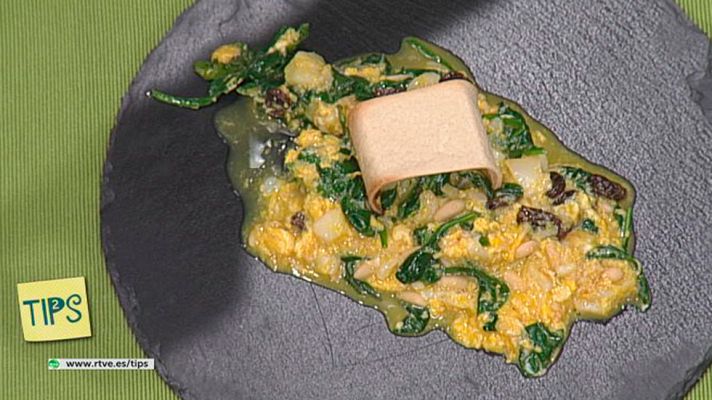 RTVE Cocina - Cocina - Revuelto de espinacas, pasas y bacalao