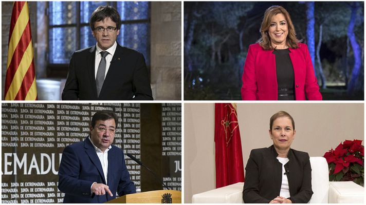 Telediario 1 - Los presidentes autonómicos de Cataluña, Andalucía, Extremadura y Navarra adelantan sus discursos y mensajes de fin de año